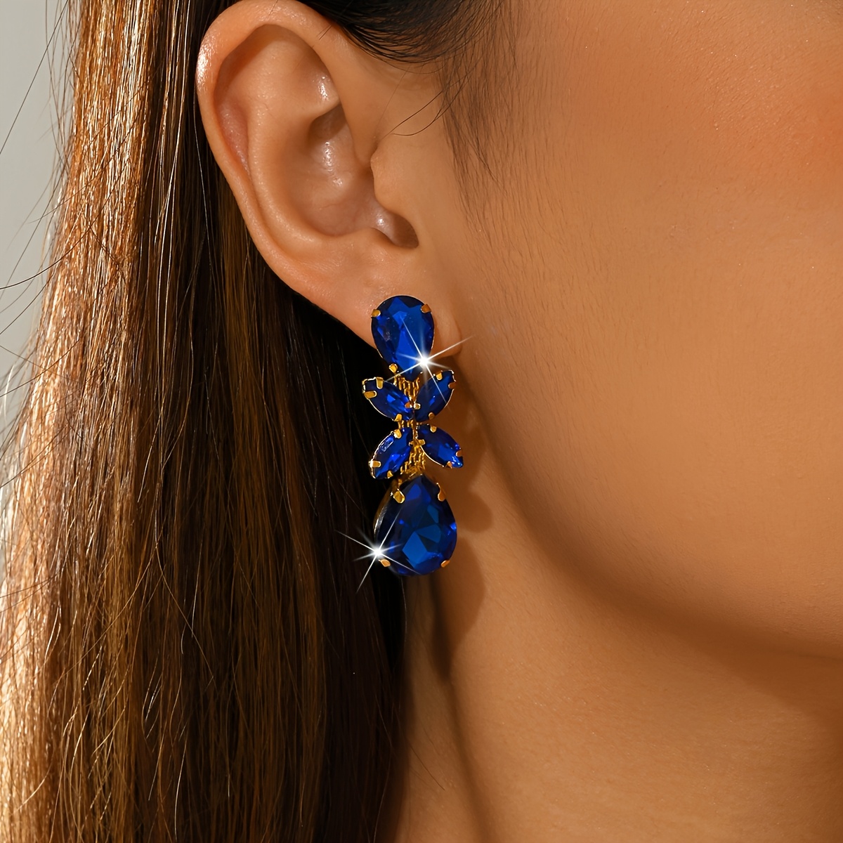 Women's Water Drop Patchwork Drop Earrings, Premium Design Jewelry
